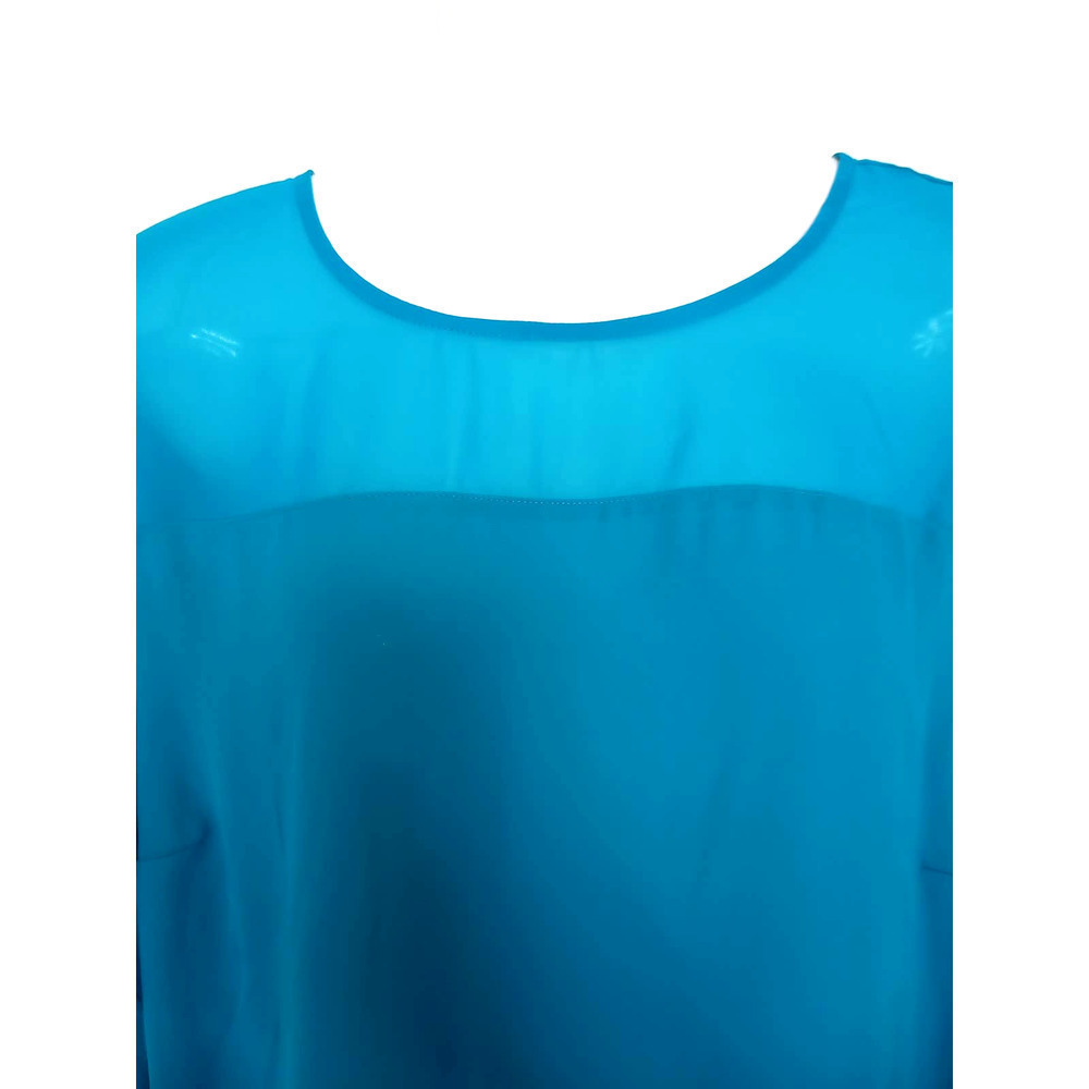 NWT Worthington Womens Sheer Lace Sleeve Teal Top - Picture 5 of 6